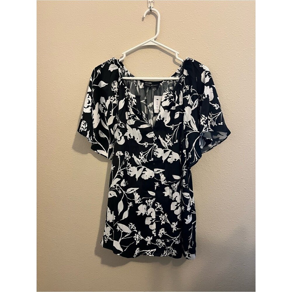 Lane Bryant Black and White Floral Print Top